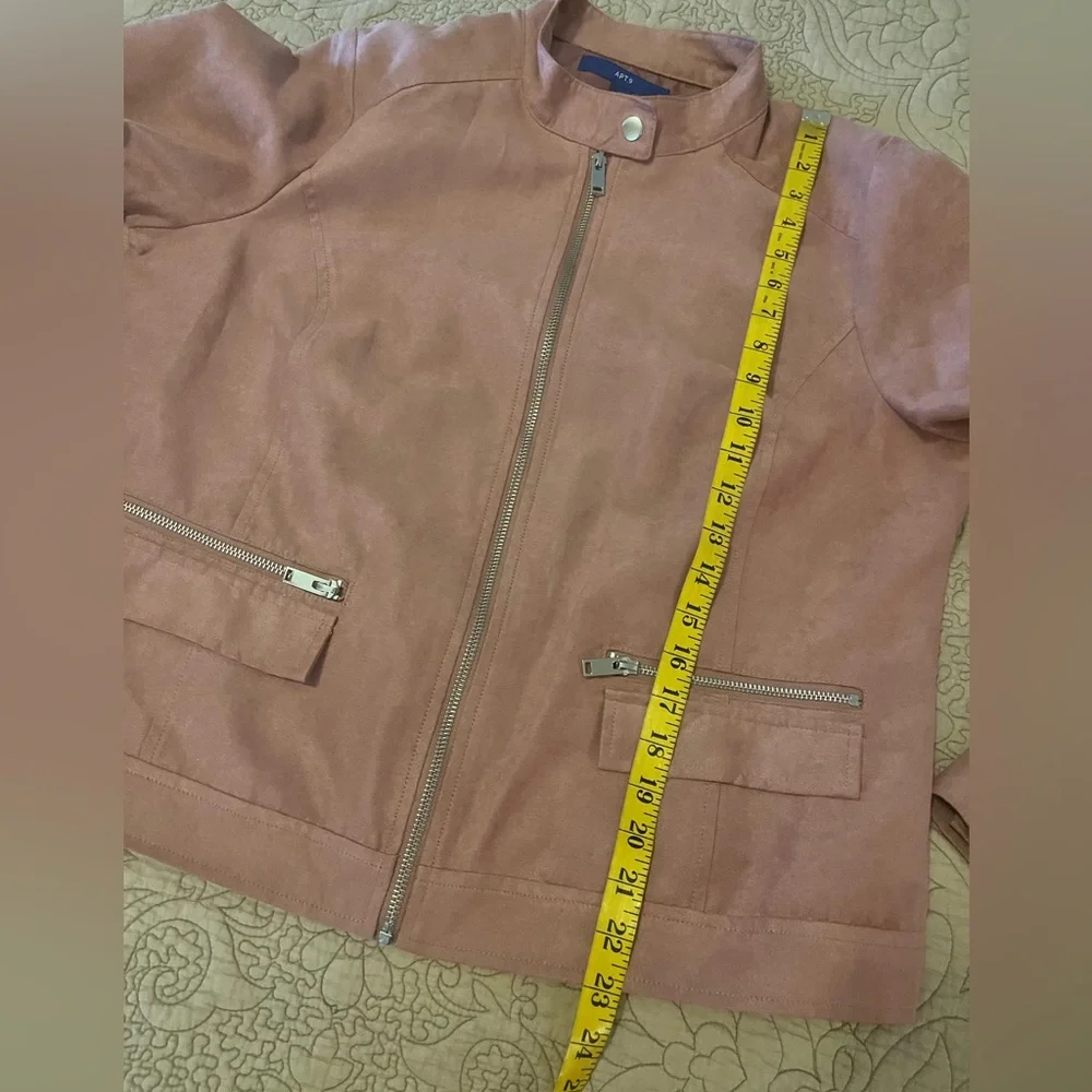 🛍️ 3 For $10🛍️ Apt 9 Women's Dusty Rose Pink Faux Suede Jacket, Size L - Picture 6 of 9